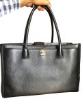 Executive Cerf Tote with Strap Black