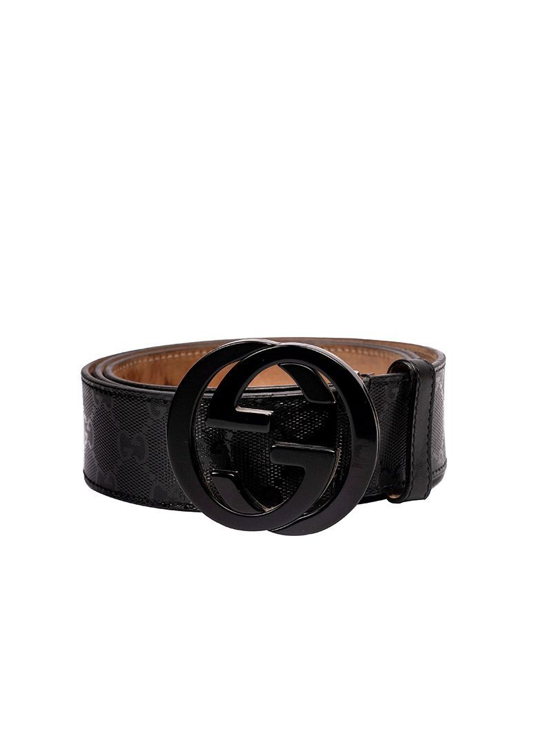 Gucci Black Gucci Gg Imprime Shiny Belt