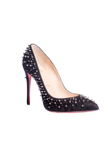 Christian Louboutin Black Suede Spiked Pumps