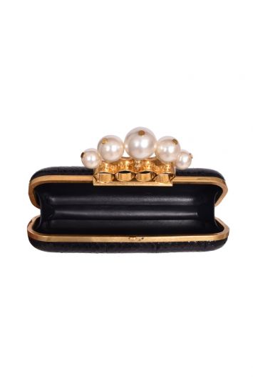 Alexander MC Queen Exotic Leather Clutch with Pearls
