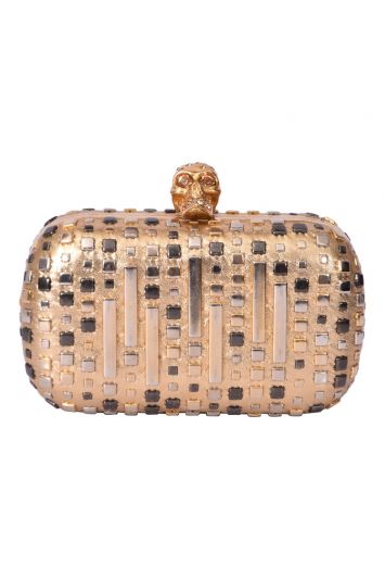 Alexander McQueen Golden Studs Skull Box Clutch