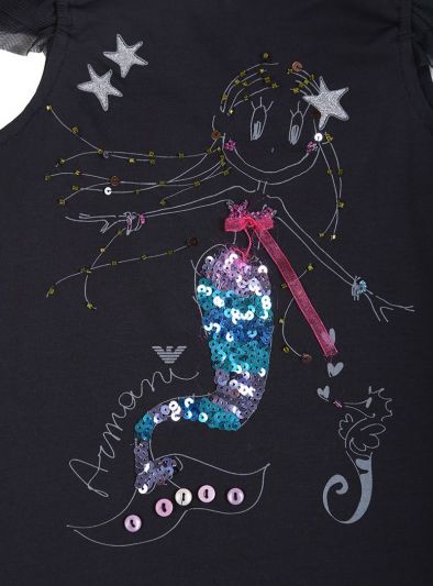 ARMANI JUNIOR BLACK EMBROIDERED MERMAID DRESS