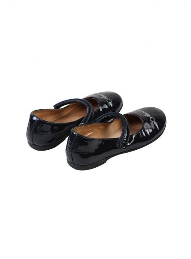 ARMANI JUNIOR BLACK PATENT VELCRO PUMPS