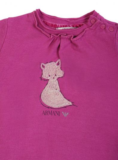 ARMANI JUNIOR PINK CAT SEQUINS TOP