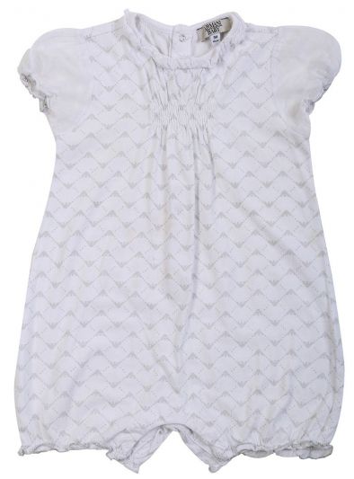 ARMANI JUNIOR WHITE ALL OVER LOGO PLAY SUIT