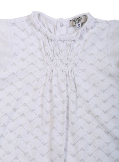 ARMANI JUNIOR WHITE ALL OVER LOGO PLAY SUIT