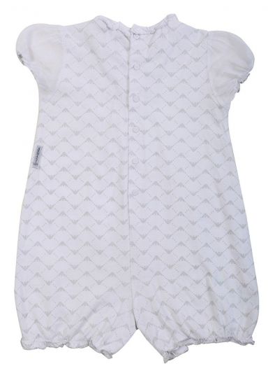ARMANI JUNIOR WHITE ALL OVER LOGO PLAY SUIT