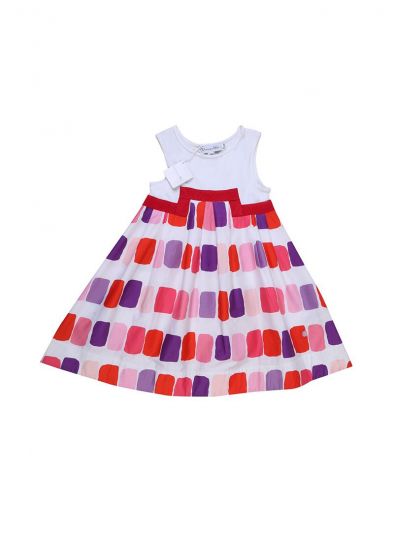 BABY DIOR WHITE CLASSIC PRINTED COTTON FROCK