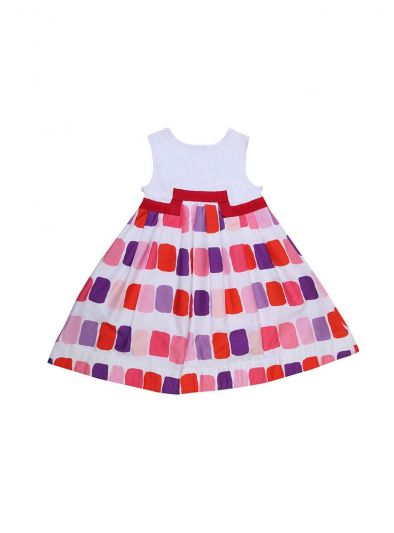 BABY DIOR WHITE CLASSIC PRINTED COTTON FROCK