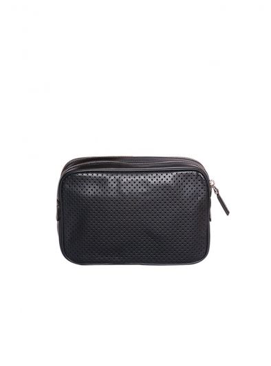 BALLY BLACK PERFORATED THAMES TRAVEL POUCH