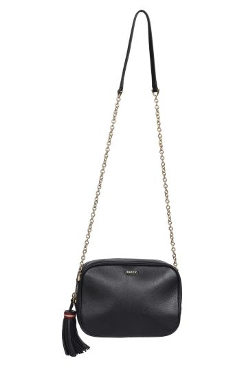 Bally Logo Black Leather Crossbody