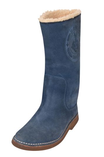 Bally Wein Blue Suede Sheepskin Fur Lined Boots