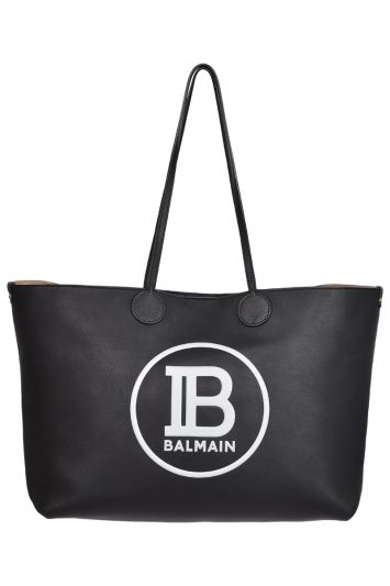 Balmain Calfskin Leather Shopping Tote Bag