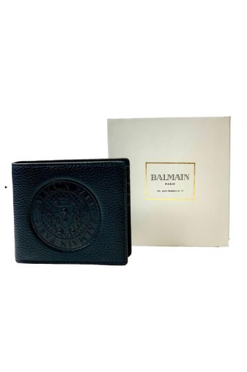 BALMAIN EMBOSSED BLUE WALLET