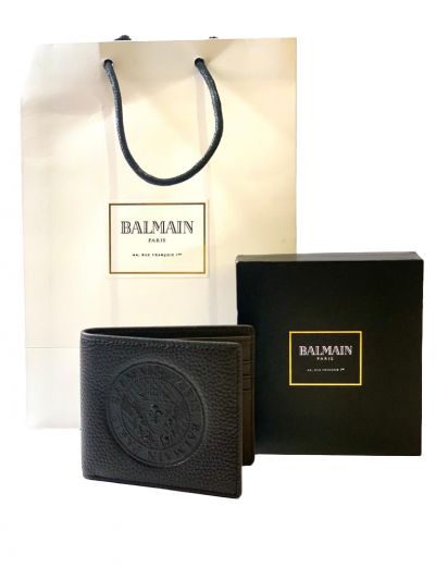 BALMAIN EMBOSSED BROWN WALLET