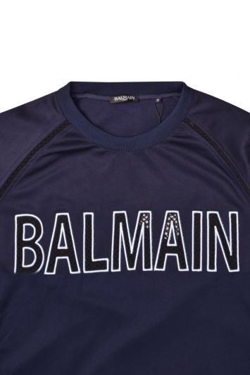 Balmain Logo Embossed Black Sweatshirt