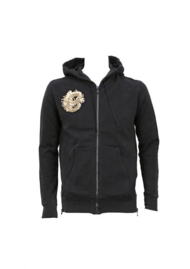 BALMAIN MENâ€™S BLACK EMBROIDERED DRAGON HOODIE