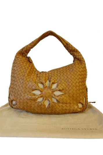 BOTTEGA VENETA INTRECCIATO LEATHER FLOWER HOBO