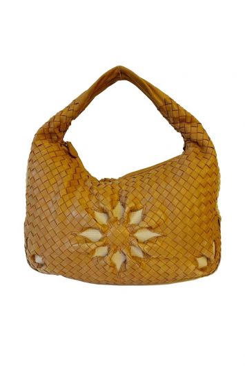 BOTTEGA VENETA INTRECCIATO LEATHER FLOWER HOBO