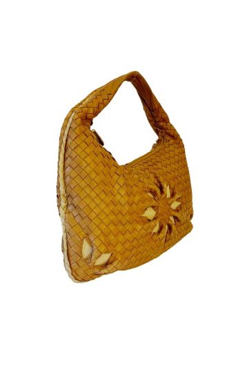 BOTTEGA VENETA INTRECCIATO LEATHER FLOWER HOBO