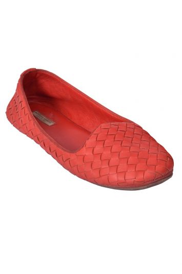 Bottega Veneta Intrecciato Red Loafers