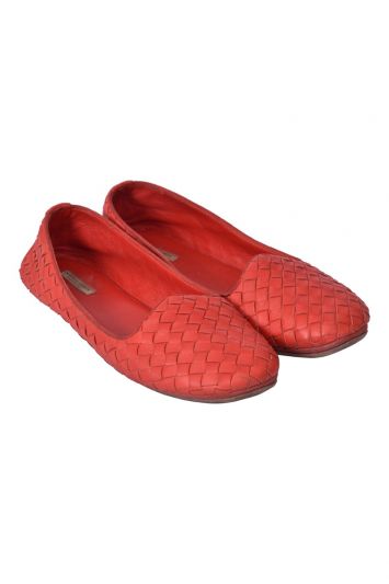 Bottega Veneta Intrecciato Red Loafers