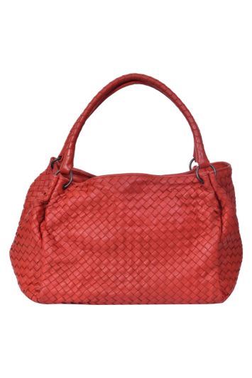 Bottega Veneta Parachute Intrecciato Nappa Red Handbag