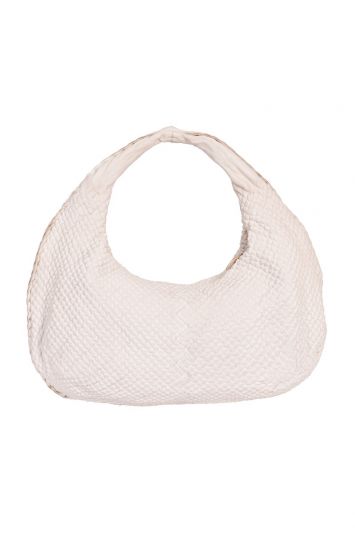 Bottega Veneta White Quilted Leather Hobo Bag