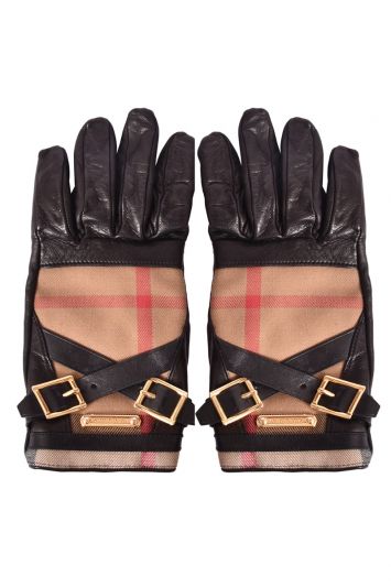 Burberry Beige Check Driving Gloves