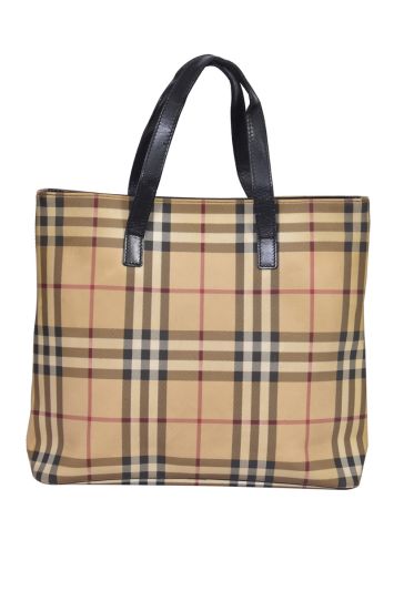 Burberry Beige Haymarket Check Canvas Tote Bag