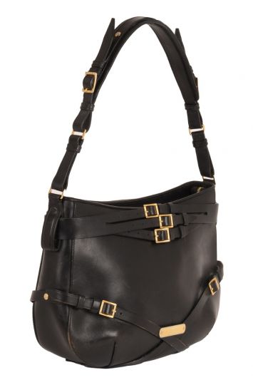 BURBERRY BROWN LEATHER SMALL BRIDLE DUTTON HOBO BAG