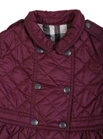 BURBERRY BURGUNDY MINI LYLE QUILTED PEPLUM JACKET