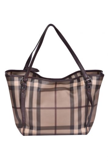 Burberry Canterbury Smoked Check Coated Canvas Tote Bag