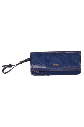 Burberry Checks Embossed Patent Leather Wristlet