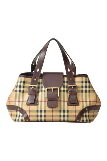 Burberry Haymarket Check Buckle Satchel Bag