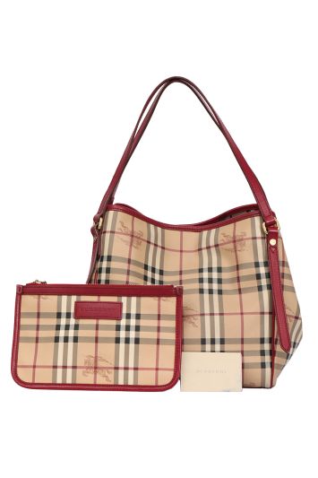 Burberry Horseferry Check Leather and Canvas Bag