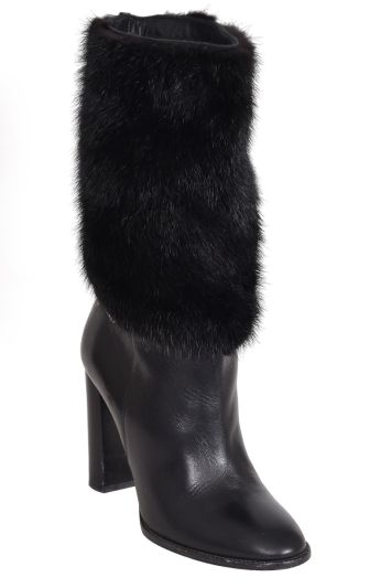 Burberry Mink Fur & Leather Boots