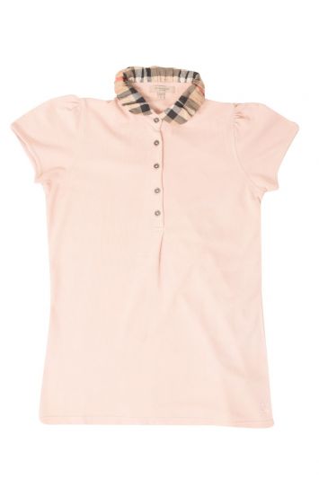 Women's Burberry Blanc Top shirt small S Nova Check Trim 