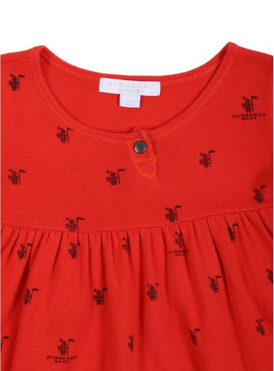 BURBERRY ORANGE BURBERRY BABY PRINT JERSEY DRESS