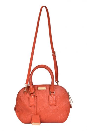 Burberry Orange Embossed Leather Orchard Bowler Bag