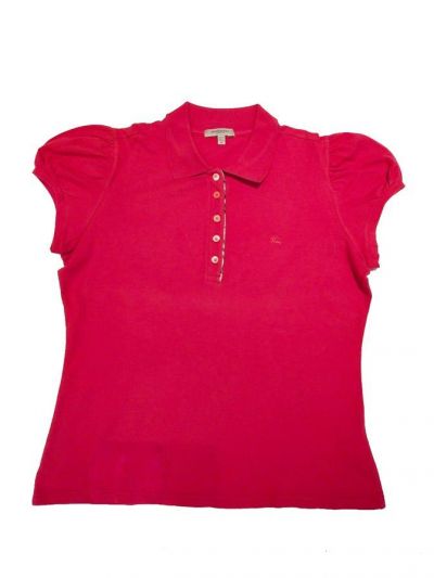 BURBERRY PINK POLO NECK T SHIRT
