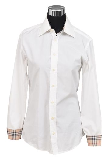 Burberry White Checkered Shirt