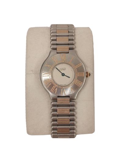 Cartier Cream Stainless Steel Must De Cartier Women Wristwatch