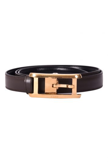 Cartier Gold Finished Buckle Leather Belt