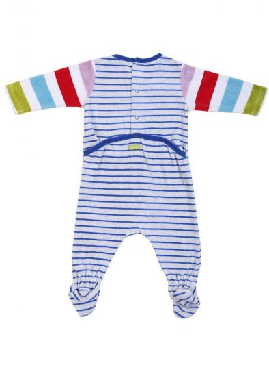 CATIMINI BLUE STRIPED VELOUR ROMPER