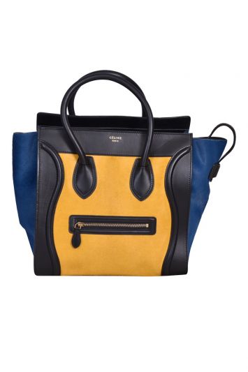 Celine Pony Hair Mini Tri-color Luggage Tote Bag