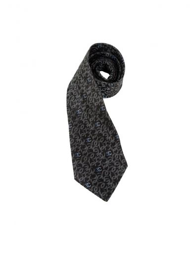 CHANEL BLACK MONOGRAM TIE