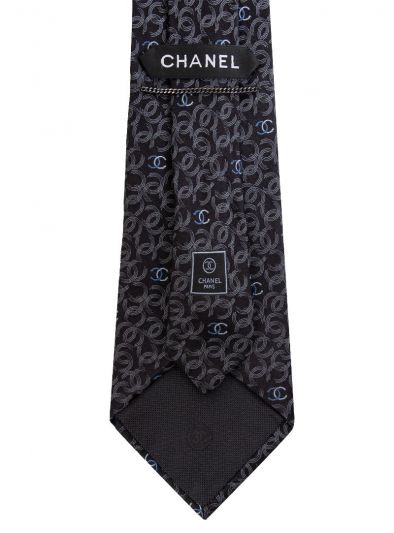 CHANEL BLACK MONOGRAM TIE