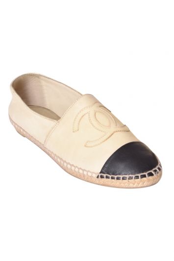 Chanel Cap Toe Leather Espadrilles