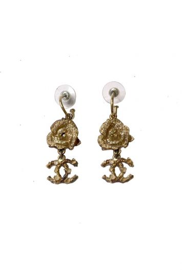 CHANEL GOLD CC DROP EARRINGS